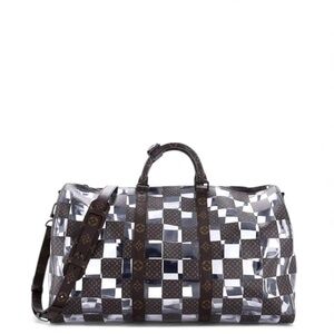 Louis Vuitton PVC Monogram Chess Keepall Bandouliere Bag 50